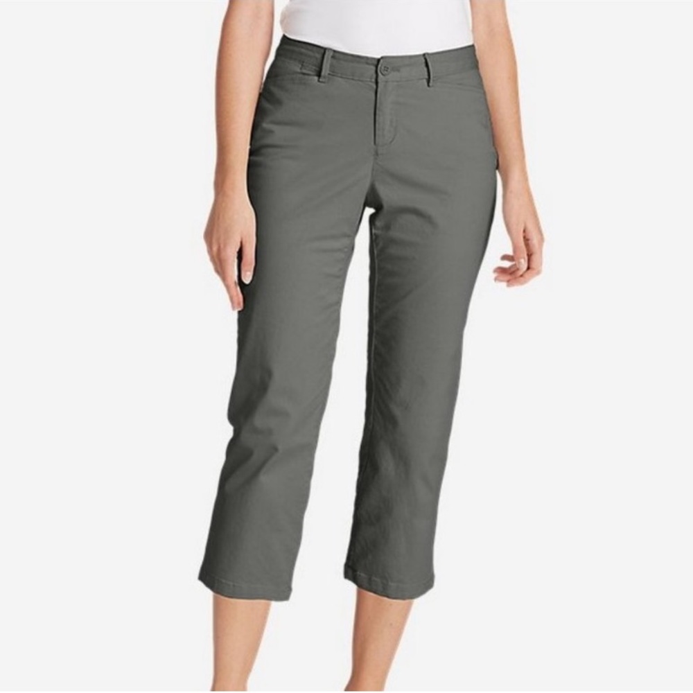 NWT Eddie Bauer Legend Wash Stretch Curvy Cropped Pants, Carbon Grey
